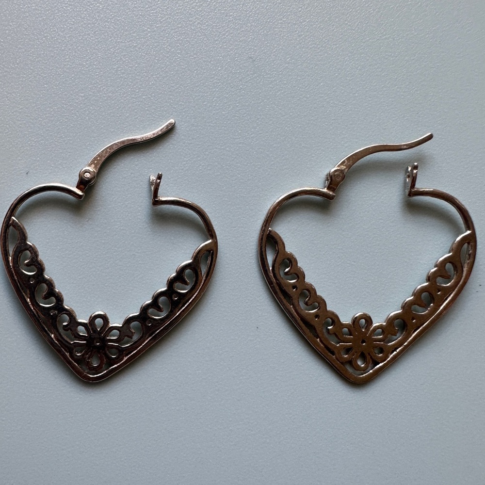 Sterling Silver (925) Heart-Shaped Earrings